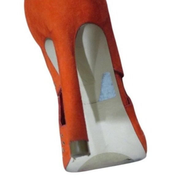 ALDO Ralidien Red Vegan Leather perforated peep toe booties heeled ankle boots - Picture 10 of 15